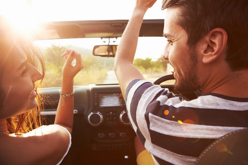 Listening music in a car