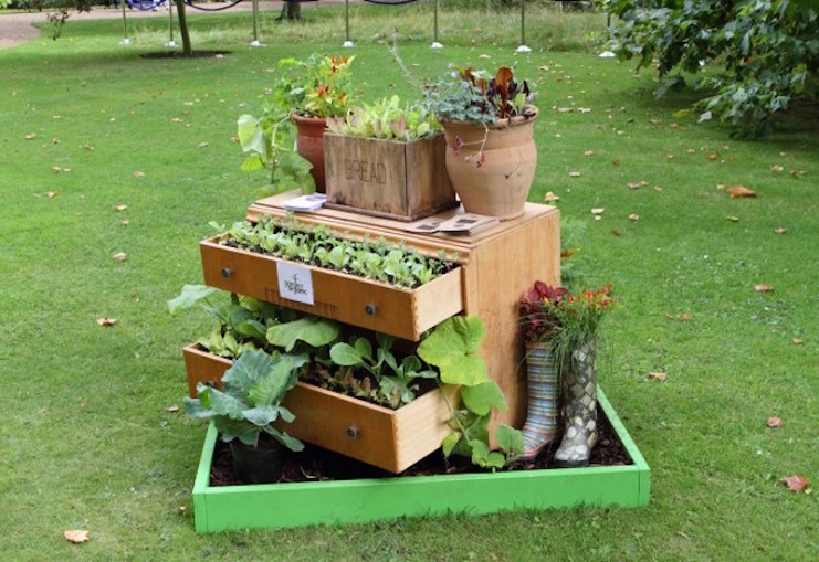 drawers with dividers in garden