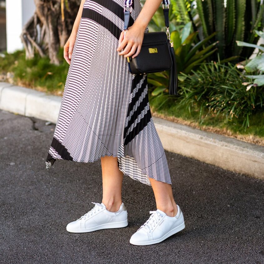Women wearing white Walking Shoes