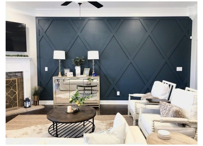 An accent wall in a living room - LovingLocal
