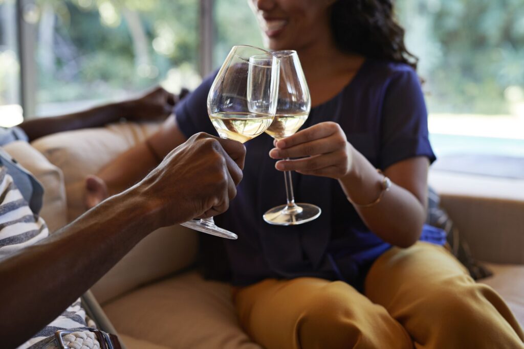couple drinking white wine