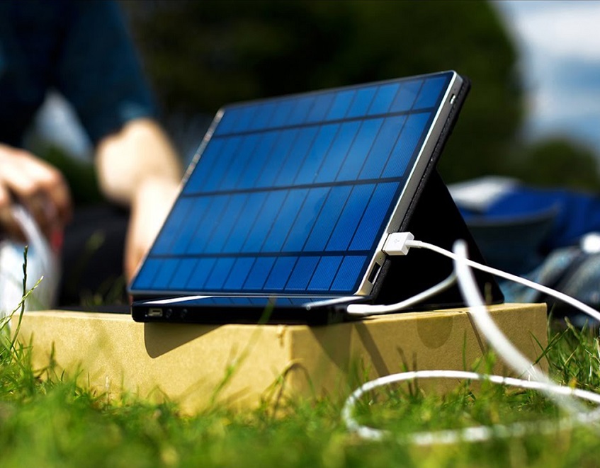 phone charging from a solar panel