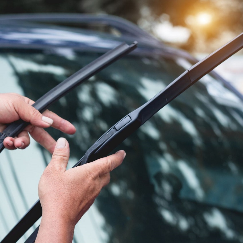 man holding hydrophobic blade wipers