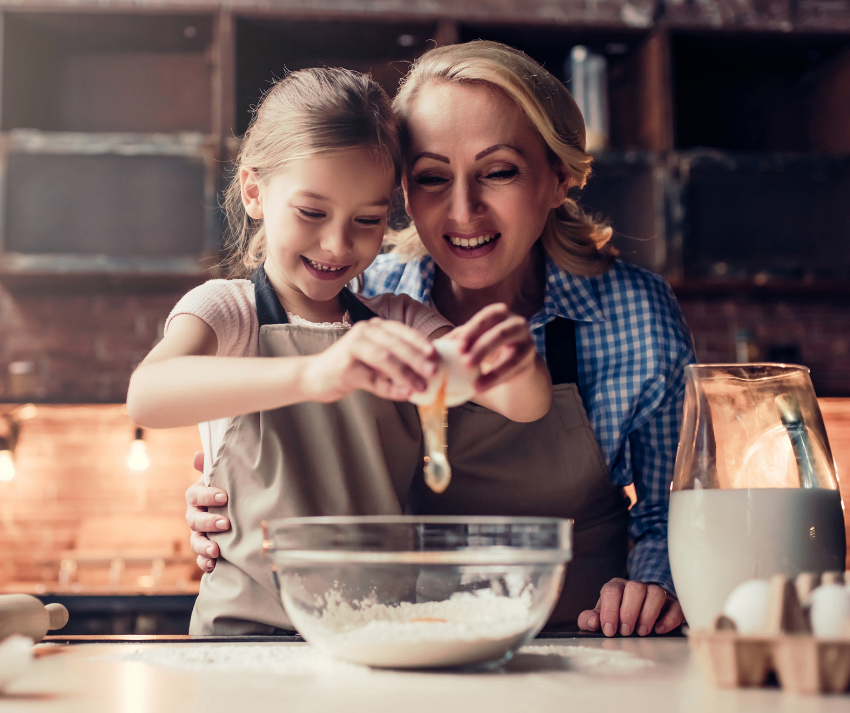 mum and daughter in kitchen