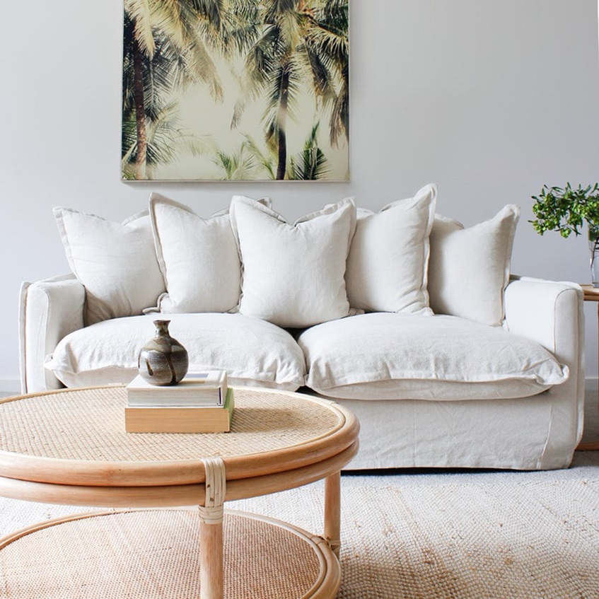 The Cloud 2 Seater Sofa with Stone Slipcover