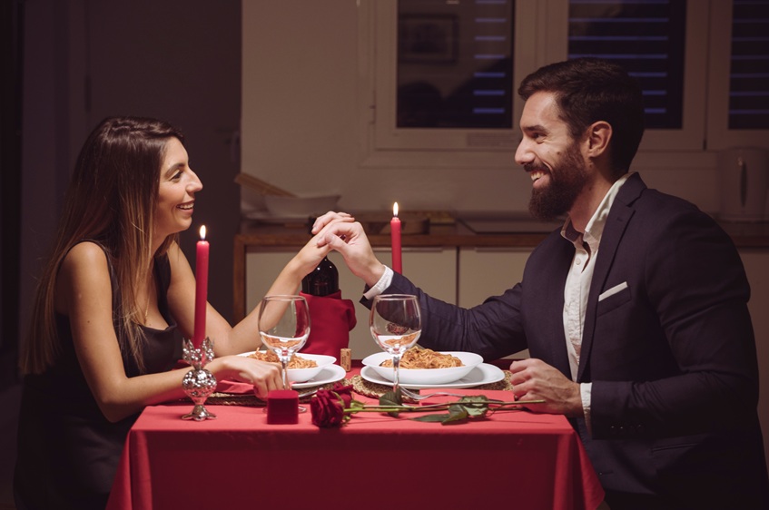 couple having a romantic dinner