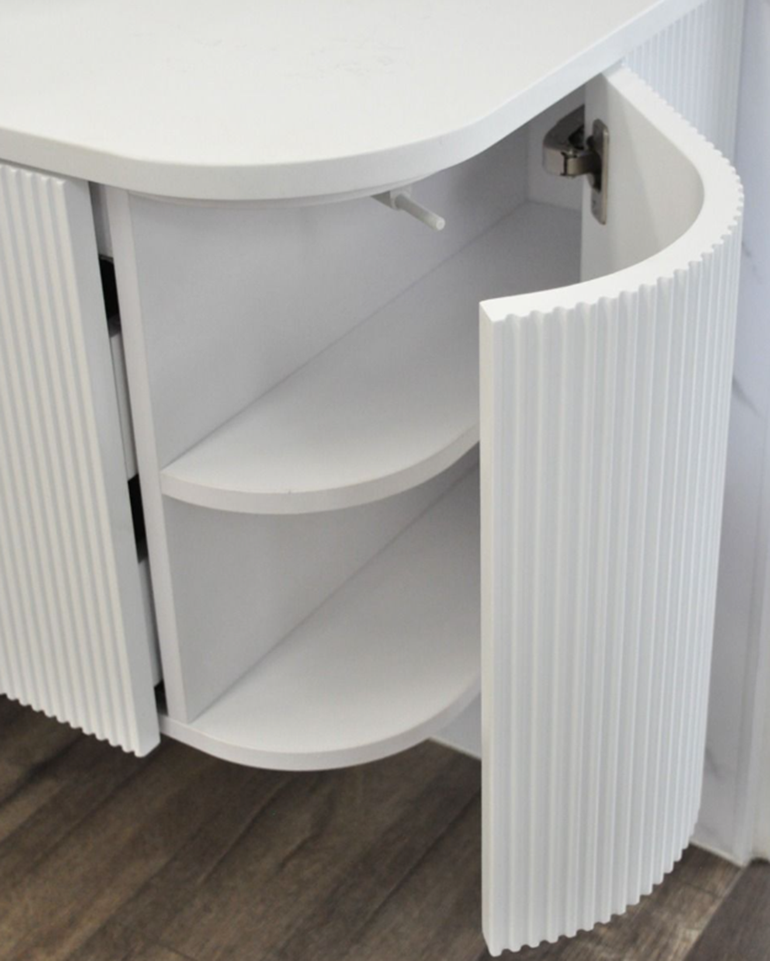 Joslin 600 Fluted Curved Matte White Vanity