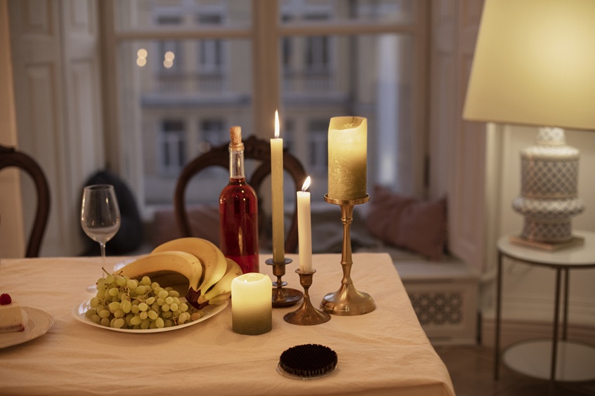 table with candles